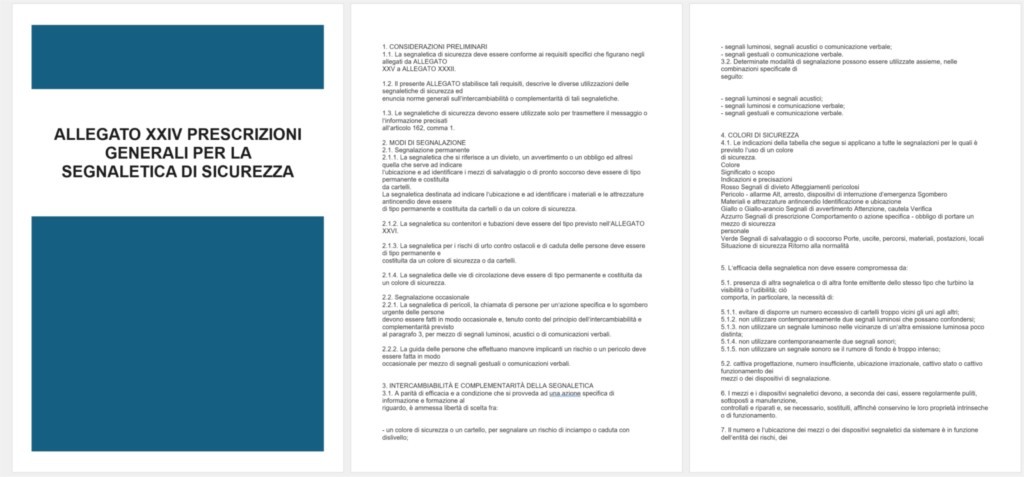 ALLEGATO XXIV Prescrizioni Generali Per La Segnaletica Di Sicurezza ALLEGATO XXIV Prescrizioni Generali Per La Segnaletica Di Sicurezza