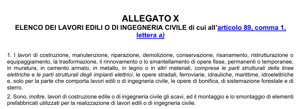 Allegato X: rappresentazione di confronto, parte 1