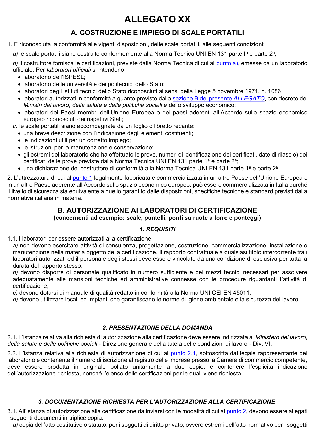 Allegato XX: rappresentazione di confronto, parte 1