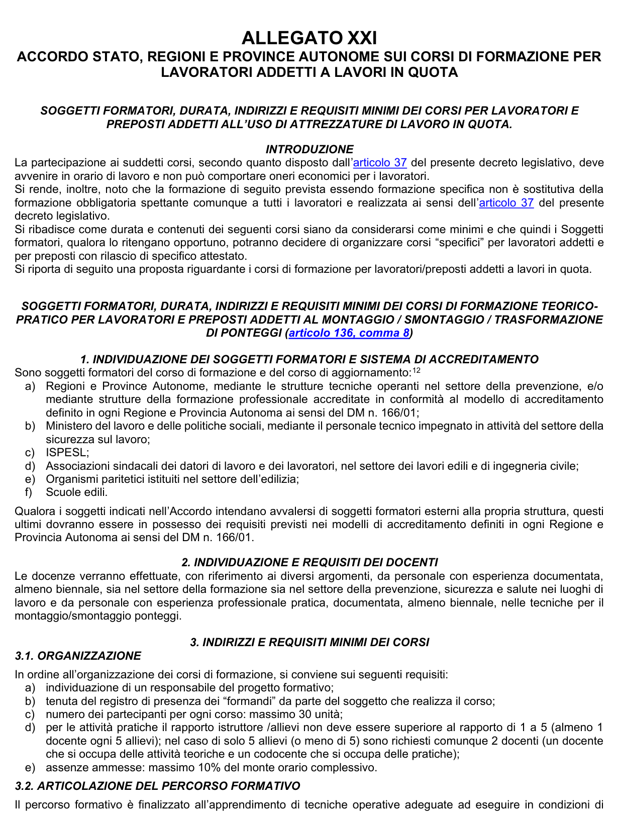Allegato XXI: rappresentazione di confronto, parte 1