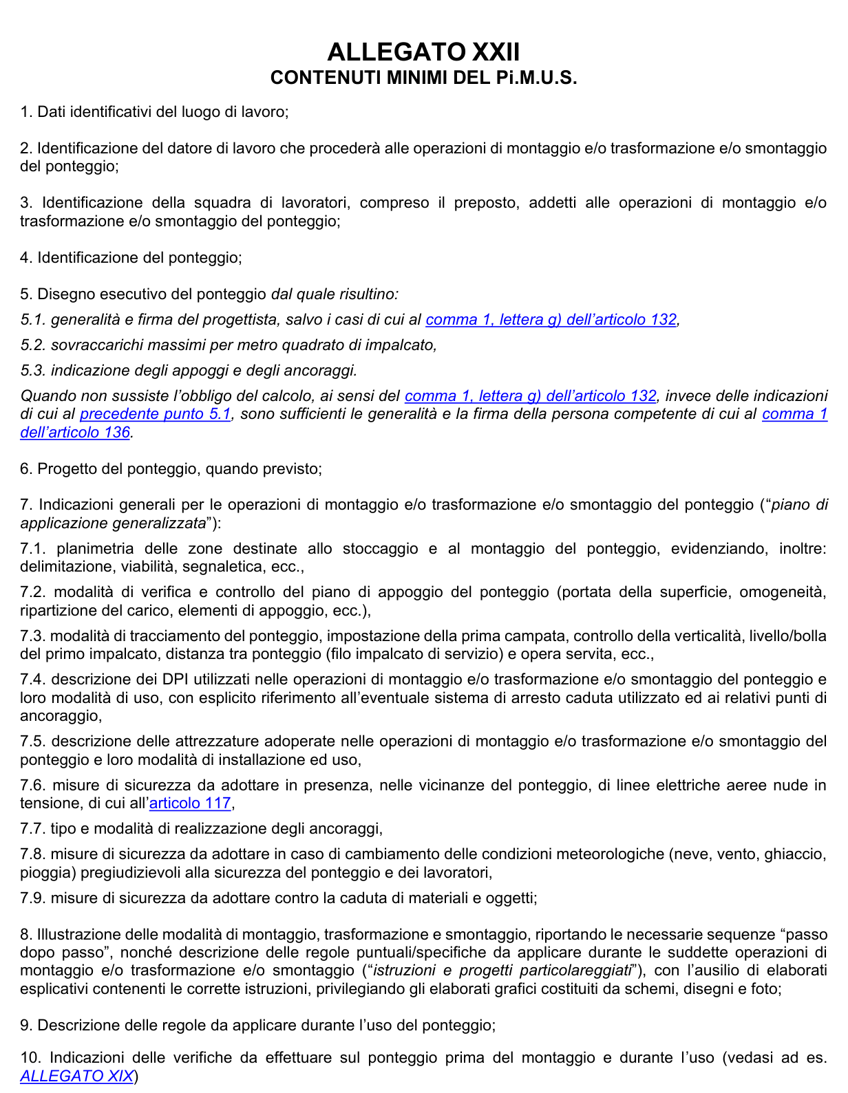 Allegato XXII: rappresentazione di confronto, parte 1