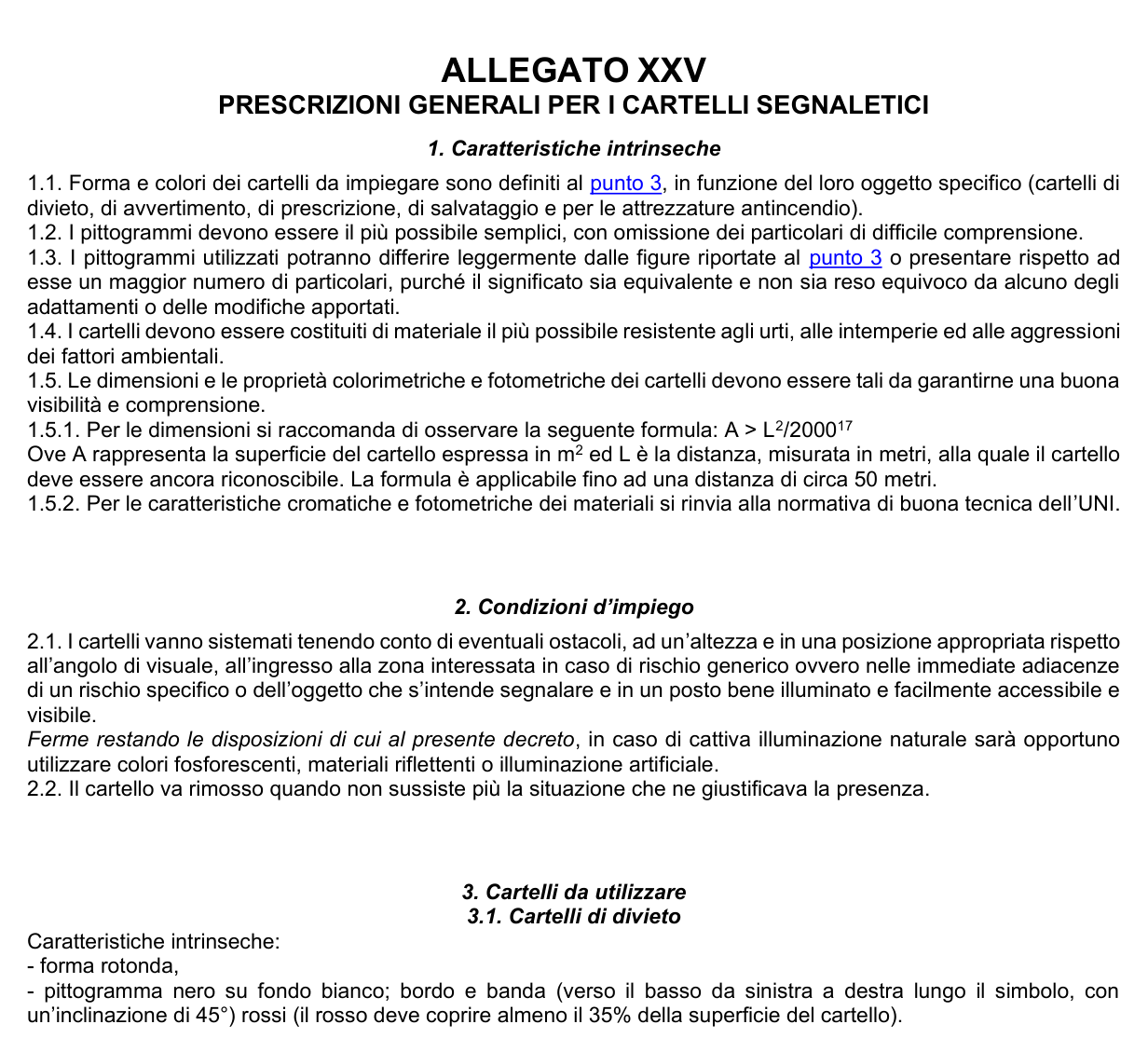 Allegato XXV: rappresentazione di confronto, parte 1