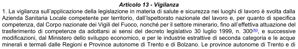 Art. 13: rappresentazione di confronto, parte 1