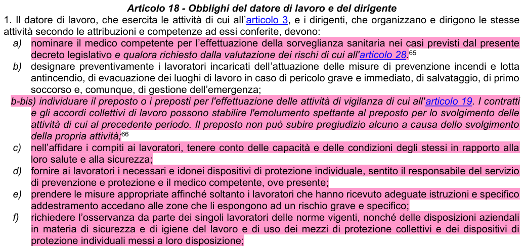 Art. 18: rappresentazione di confronto, parte 1