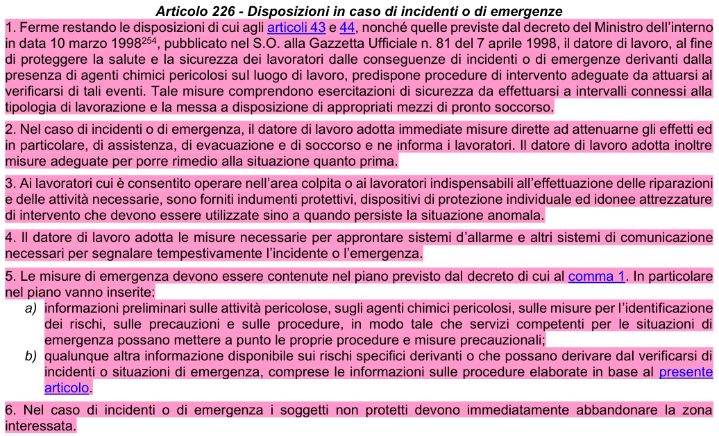 Art. 226: rappresentazione di confronto, parte 1