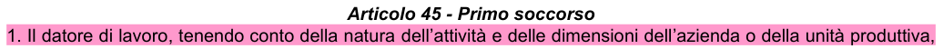 Art. 45: rappresentazione di confronto, parte 1