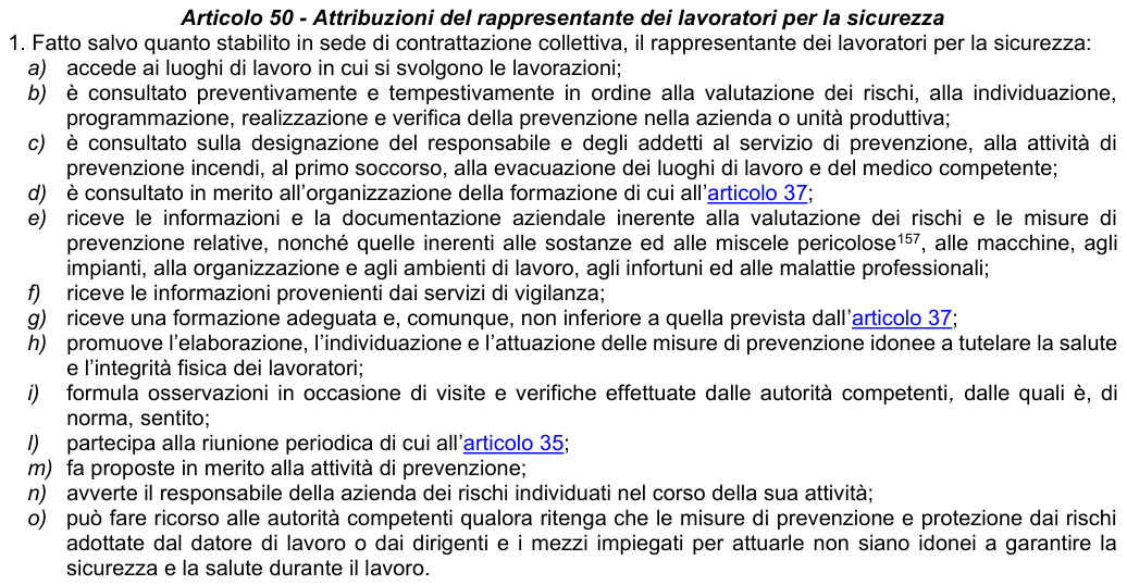 Art. 50: rappresentazione di confronto, parte 1