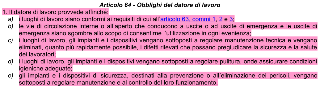 Art. 64: rappresentazione di confronto, parte 1