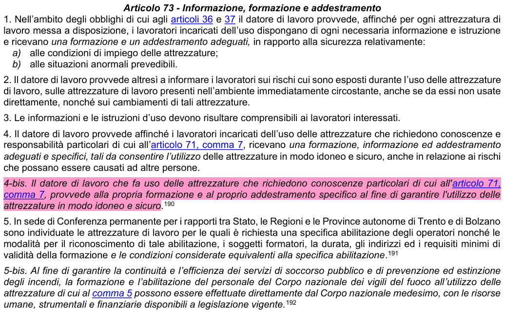 Art. 73: rappresentazione di confronto, parte 1
