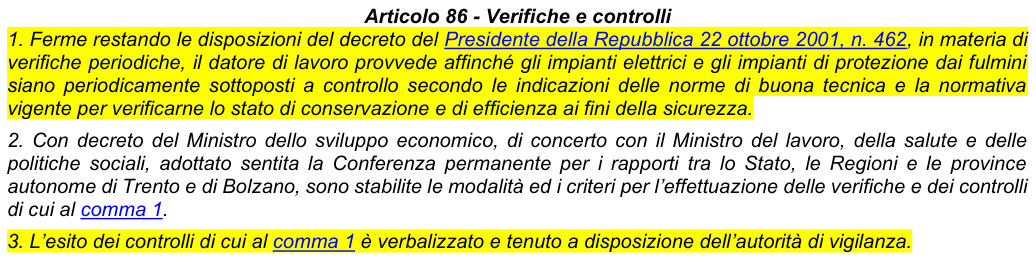 Art. 86: rappresentazione di confronto, parte 1